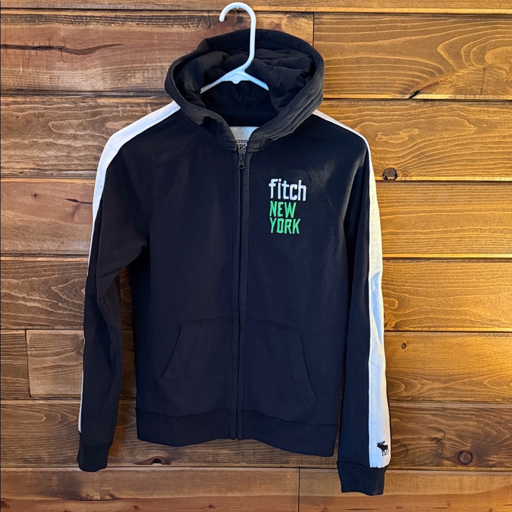 Abercrombie Kids Black and White Zip-Up Hoodie